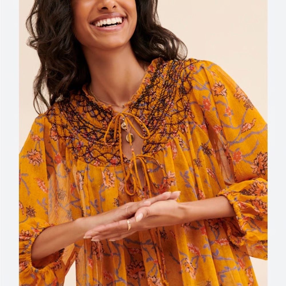 FREE PEOPLE mustard KEEPING UP WITH KARA tunic sz large - Picture 15 of 15